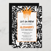 Black Graffiti Hommes 51e anniversaire invitation (Devant / Derrière)