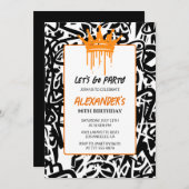 Black Graffiti Hommes 96e anniversaire invitation (Devant / Derrière)