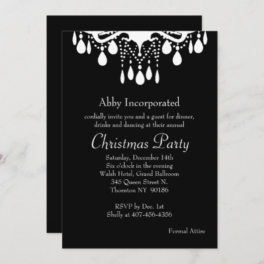 Black Grand Ballroom Fête de Noël Invitation (Devant / Derrière)