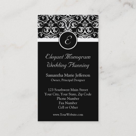 Black Grand Insignia Monogram Visitekaartjes (Voorkant)