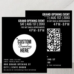 Black Grand Opening Flyer Zakelijke Logo & QR-code