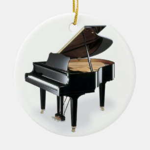 Black Grand Piano Music Kerstmis Keramisch Ornament