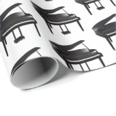 Black Grand Piano Tiled Pattern Cadeaupapier (Rol Hoek)