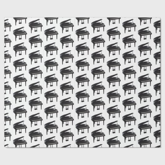 Black Grand Piano Tiled Pattern Cadeaupapier (Zoom)