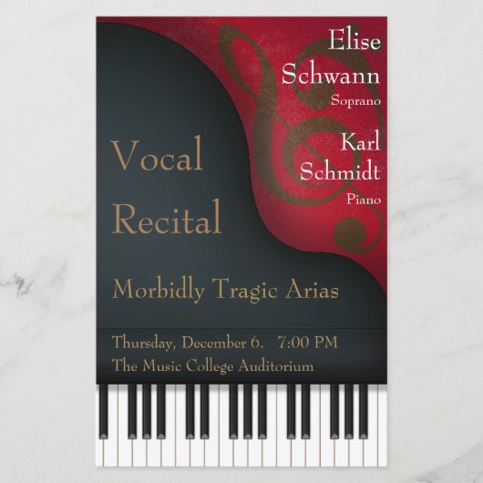 Black Grand Piano Vocal Overweging Poster & Progra (Voorkant)