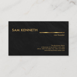 Black Granite Texture Faux Gold Line Founder CEO Visitekaartje
