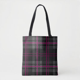 Black Gray and Pink Tartan Print Plaid Scottish Draagtas
