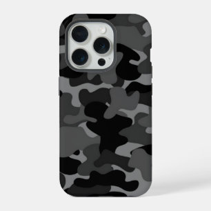 Black Gray Camo iPhone 15 Pro Hoesje