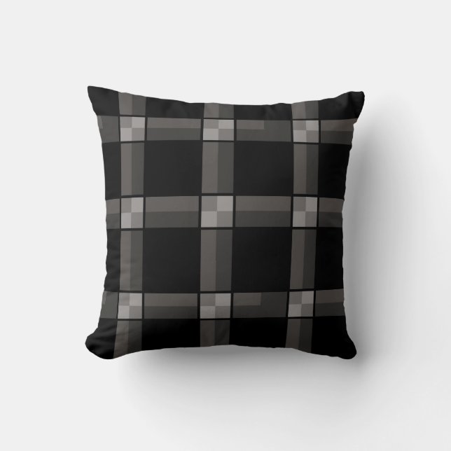 Black Gray Check Kussen (Voorkant)