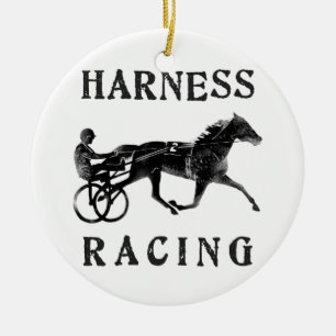 Black Gray Harness Horse Silhouette Keramisch Ornament