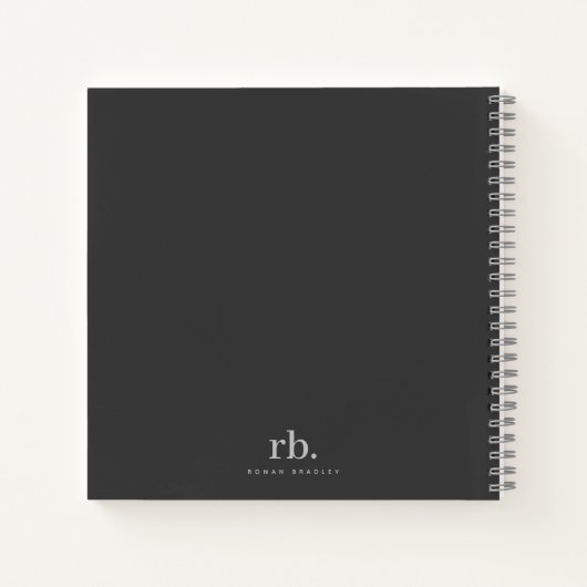 Black & Gray Minimal Monogram Clean Professional Notitieboek (Achterkant)