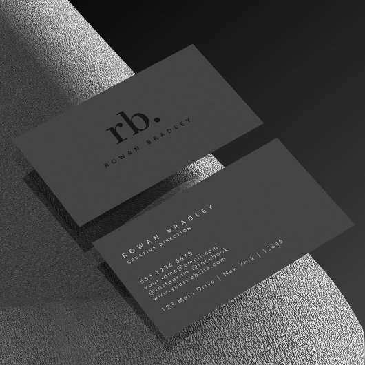 Black & Gray Minimal Monogram Clean Professional Visitekaartje