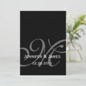 Black Gray Monogram Names Wedding Invitation Kaart (Staand voorkant)