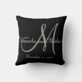 Black Gray Monogram Weddenschap Kussen (Achterkant)
