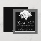Black Gray Monograms Wedding Invitting Tree Kaart (Voorkant / Achterkant)