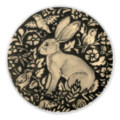Black Gray Sepia Rabbit Bird Snagellak Pull Keramische Knop (Voorkant)
