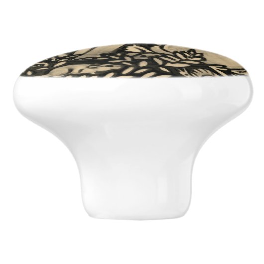 Black Gray Sepia Rabbit Bird Snagellak Pull Keramische Knop (Zijkant)