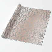Black Gray Silver White Pink Metallic Damask Cadeaupapier (Uitgerold)