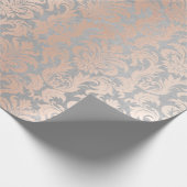 Black Gray Silver White Pink Metallic Damask Cadeaupapier (Hoek)