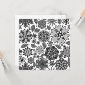 Black Gray White Retro Floral Art Seamless Pattern Kaart (Voorkant / Achterkant in situ)