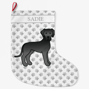 Black Great Dane Cute Cartoon Dog & Name Grote Kerstsok