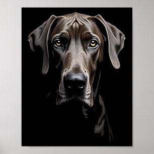 Black Great Dane Dog Great Dane Face Poster