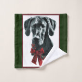 Black Great Dane Kerstmis Bad Handdoek (Wasdoekje)