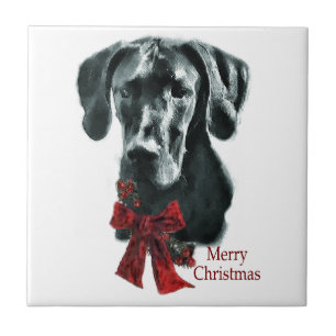 Black Great Dane Kerstmis Tegeltje