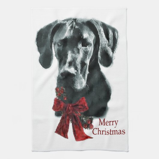 Black Great Dane Kerstmis Theedoek (Verticaal)