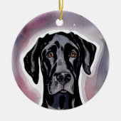 Black Great Dane Waterverf Art Keramisch Ornament (Voorkant)