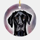 Black Great Dane Waterverf Art Keramisch Ornament (Achterkant)