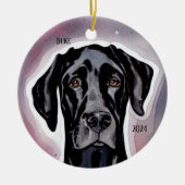 Black Great Dane Waterverf Art Keramisch Ornament (Voorkant)