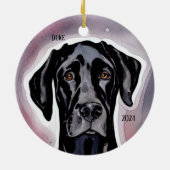 Black Great Dane Waterverf Art Keramisch Ornament (Achterkant)