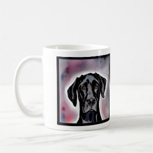 Black Great Dane Waterverf Art Koffiemok