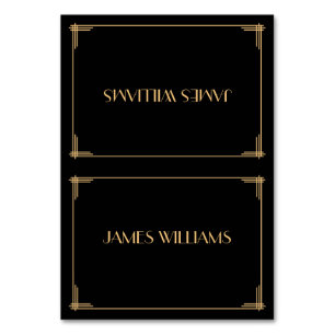 Black Great Gatsby Art Déco Place Setting Cartes