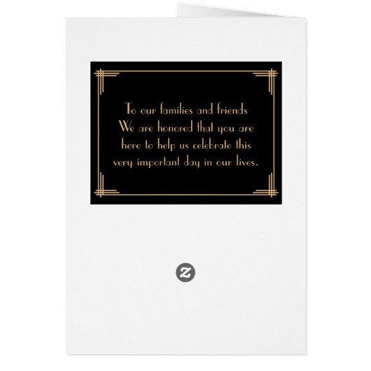 Black Great Gatsby Art Déco Programmes de mariage (Dos)