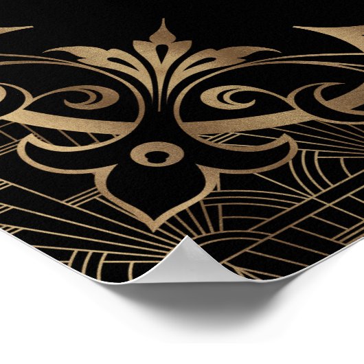 Black Great Gatsby Art Deco Wedding Welcome Sign Poster (Hoek)
