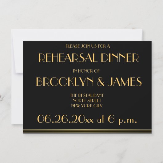 Black Great Gatsby Invitations de répétition Maria (Devant)