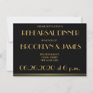 Black Great Gatsby Invitations de répétition Maria
