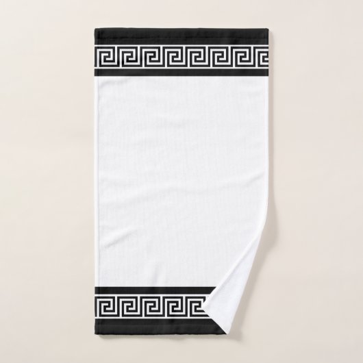 Black Greek Pattern on Black and White (Serviette à main)