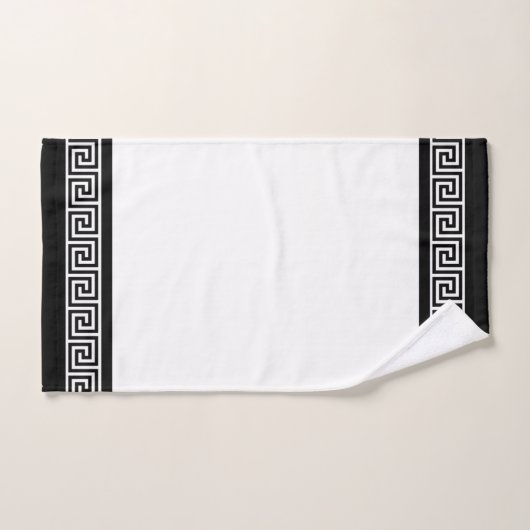 Black Greek Pattern on Black and White (Serviette à main)