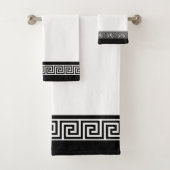 Black Greek Pattern on Black and White Bad Handdoek (Insitu)