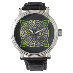 Black Green and Blue Mesmerizing Celtic Knot Horloge