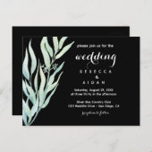 Black Green Botanical Wedding Invitation (Devant / Derrière)