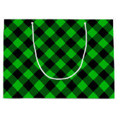 Black Green Check Gift Bag Groot Cadeauzakje (Voorkant)