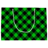 Black Green Check Gift Bag Groot Cadeauzakje (Achterkant)