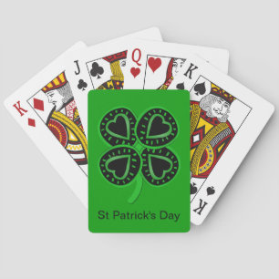 Black Green Clover Heart St Patrick Green P-kaarte Pokerkaarten