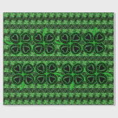 Black Green Clover Heart St Patrick Wrapping P Cadeaupapier (Vlak)