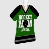 Black/Green Custom Hockey Mam Jersey Ornament (voorkant)