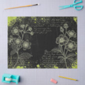 Black & Green Hand-Drawn Floral Script Decoupage  Tissuepapier (Craft)